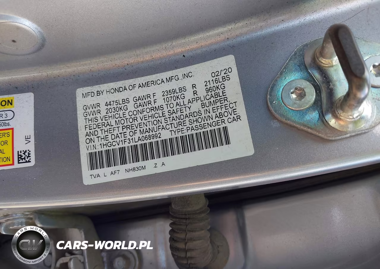 2020 Honda Accord Sport VIN:1HGCV1F31LA068992 - 9