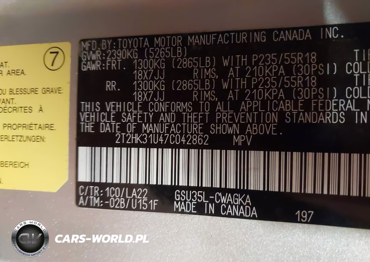 2007 Lexus Rx 350 VIN:2T2HK31U47C042862 - 9