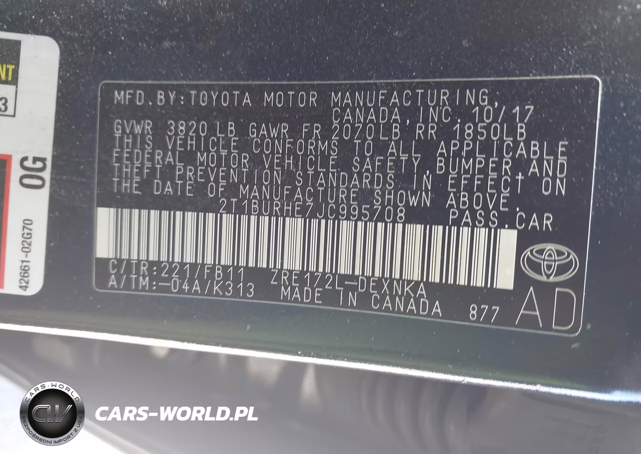2018 Toyota Corolla Le VIN:2T1BURHE7JC995708 - 9