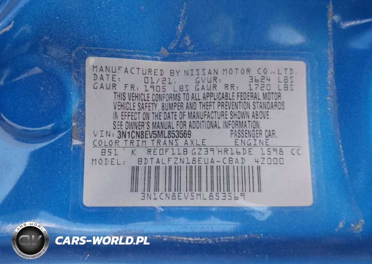 2021 Nissan Versa Sv Xtronic Cvt VIN:3N1CN8EV5ML853569 - 9