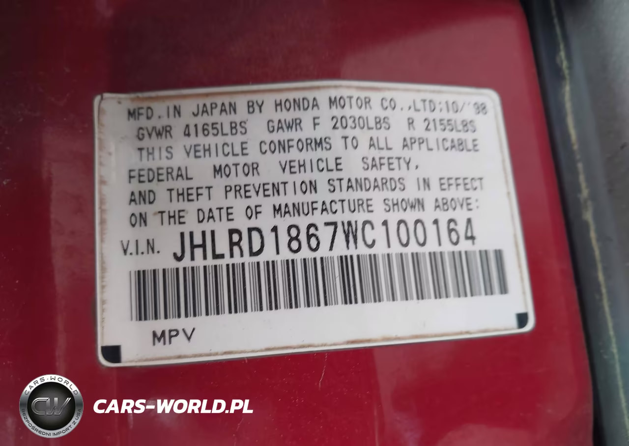 1998 Honda Cr-V Ex VIN:JHLRD1867WC100164 - 9