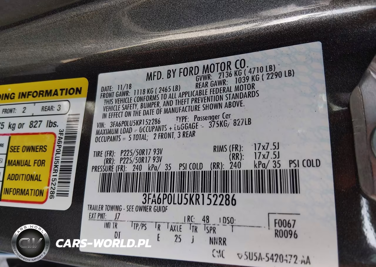 2019 Ford Fusion Hybrid Se VIN:3FA6P0LU5KR152286 - 9