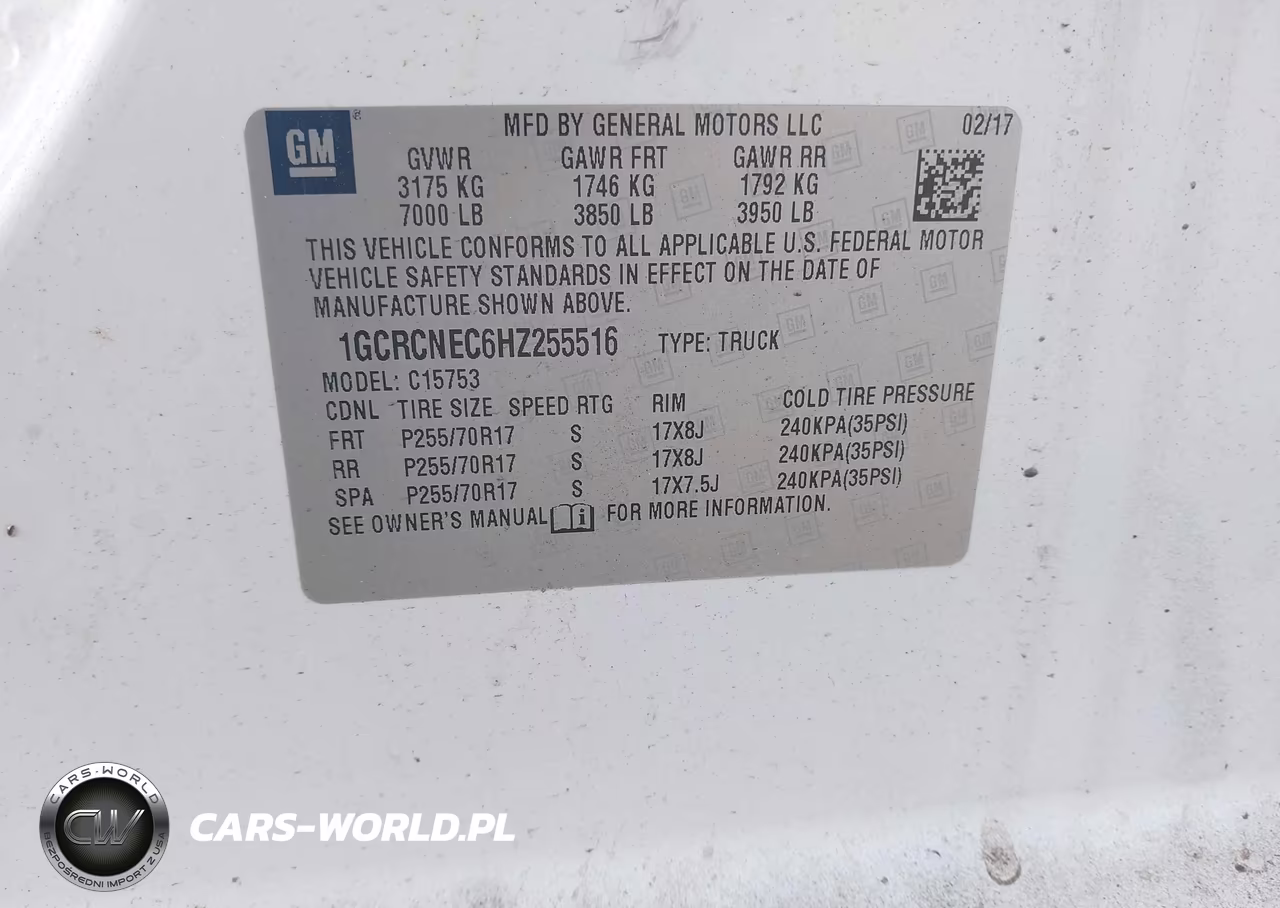 2017 Chevrolet Silverado 1500 Wt VIN:1GCRCNEC6HZ255516 - 9