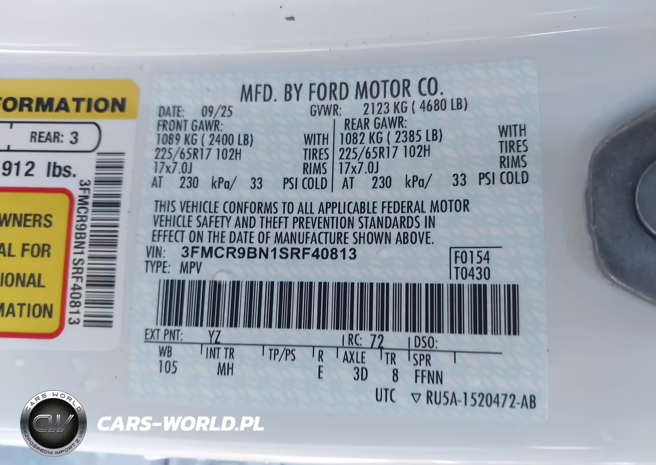 2025 Ford Bronco Sport Big Bend VIN:3FMCR9BN1SRF40813 - 9