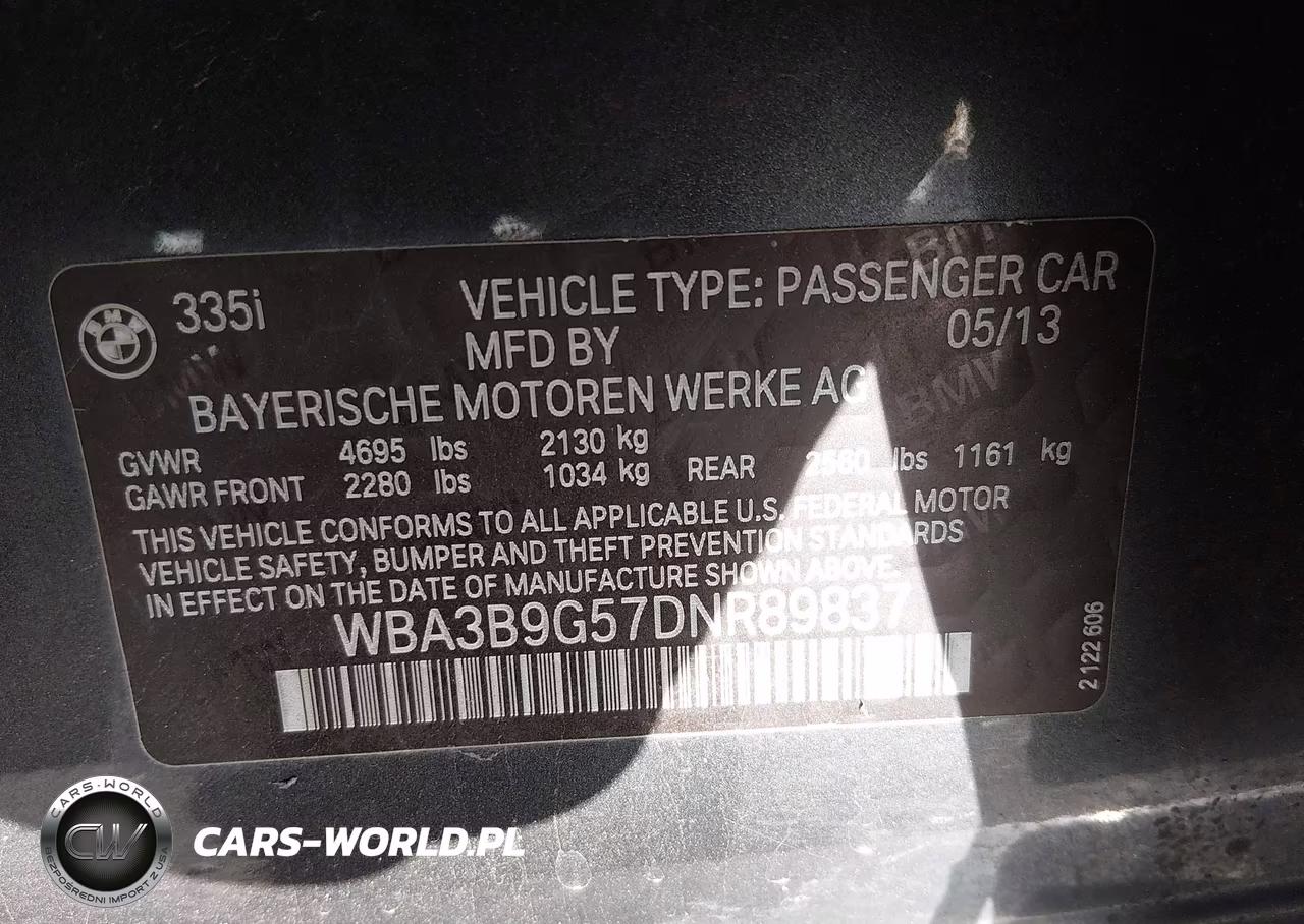 2013 BMW 335I xDrive VIN:WBA3B9G57DNR89837 - 9