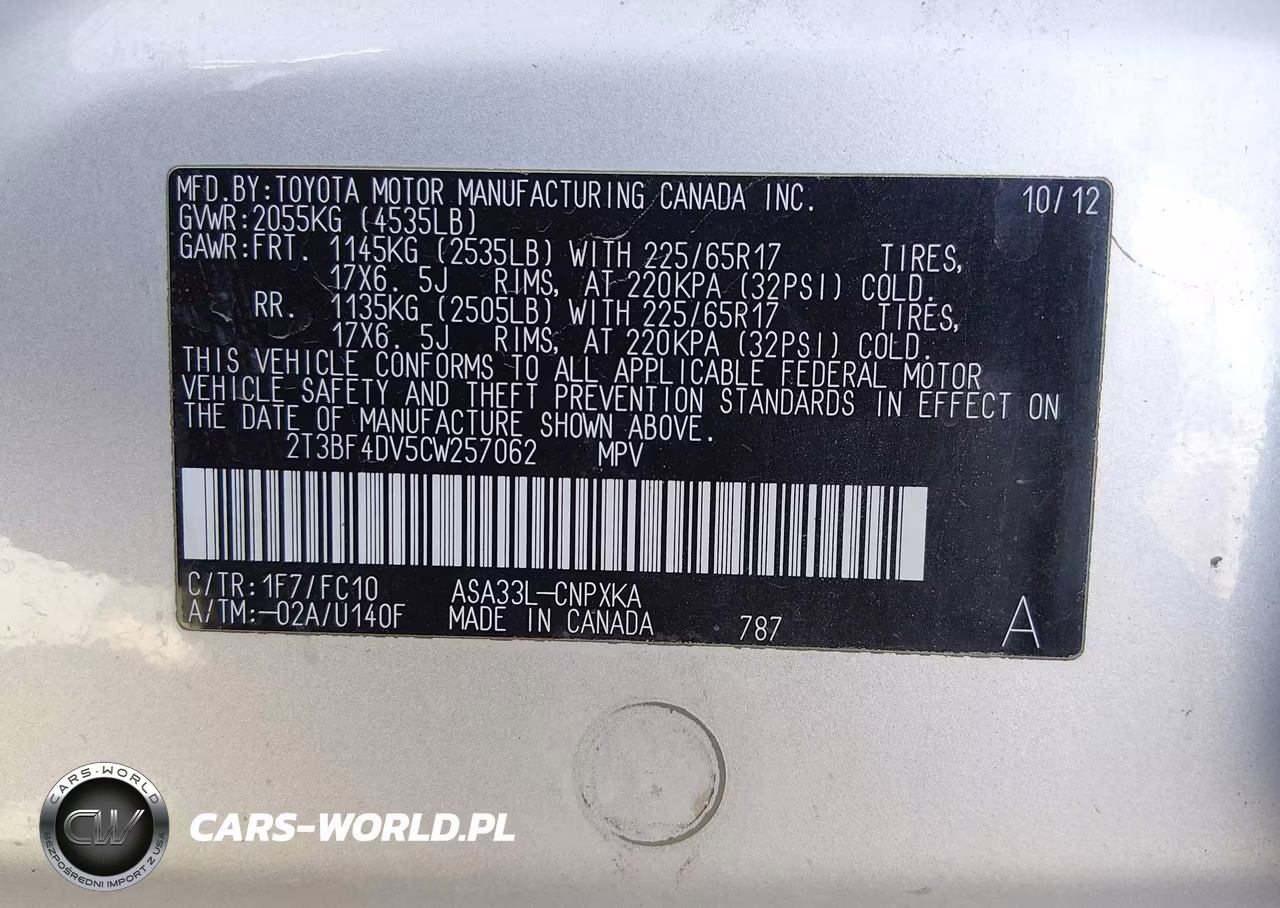 2012 Toyota Rav4 VIN:2T3BF4DV5CW257062 - 9