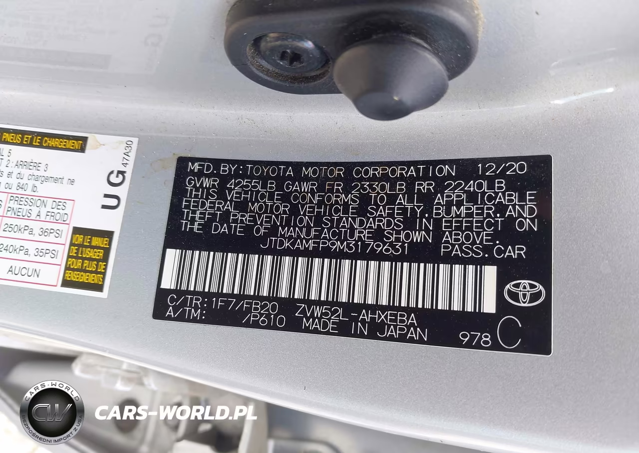 2021 Toyota Prius Prime Le VIN:JTDKAMFP9M3179631 - 9
