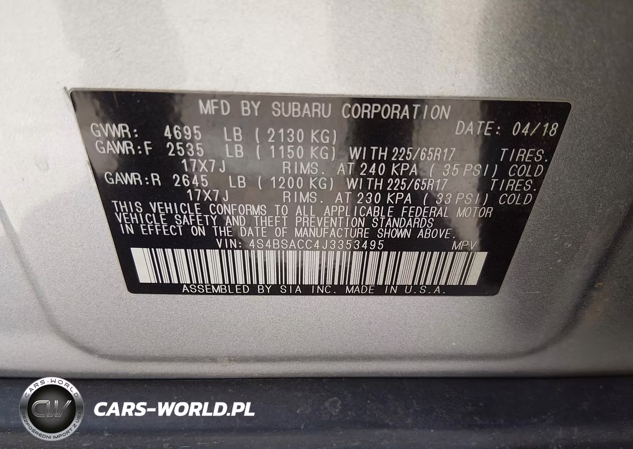 2018 Subaru Outback 2.5I Premium VIN:4S4BSACC4J3353495 - 9