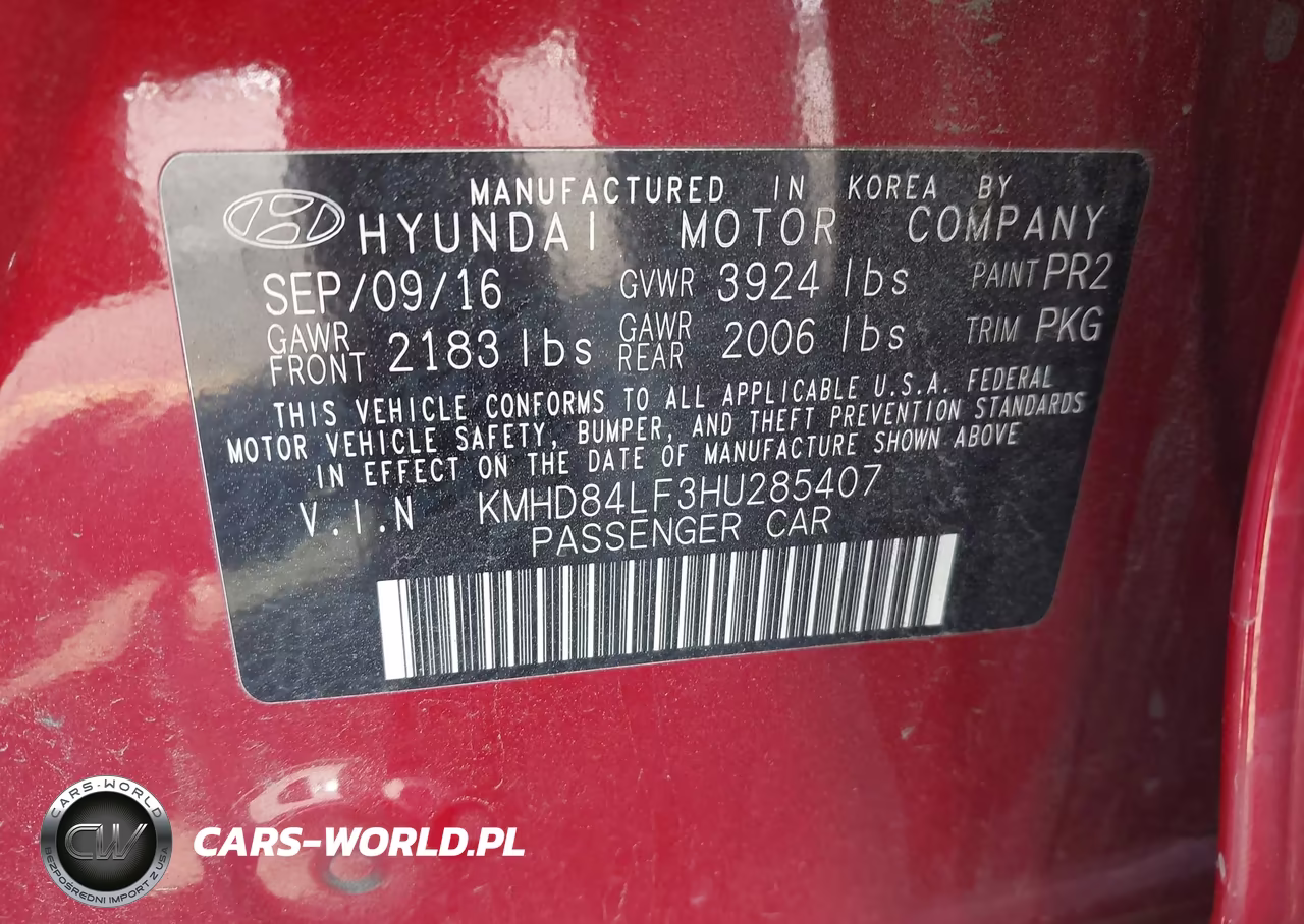 2017 Hyundai Elantra Limited VIN:KMHD84LF3HU285407 - 9