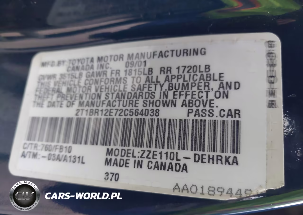 2002 Toyota Corolla Ce VIN:2T1BR12E72C564038 - 9