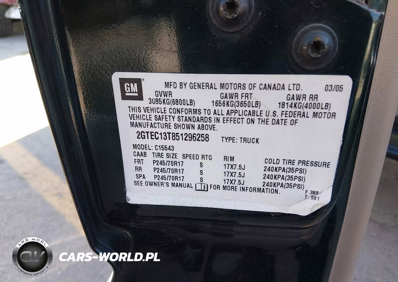 2005 GMC Sierra 1500 Slt VIN:2GTEC13T851296258 - 9