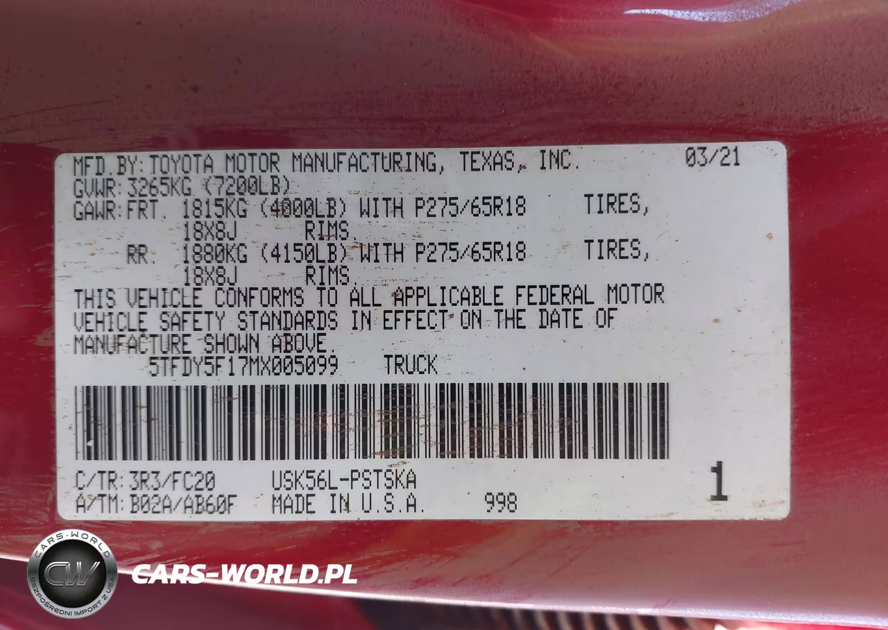 2021 Toyota Tundra Sr5 VIN:5TFDY5F17MX005099 - 9