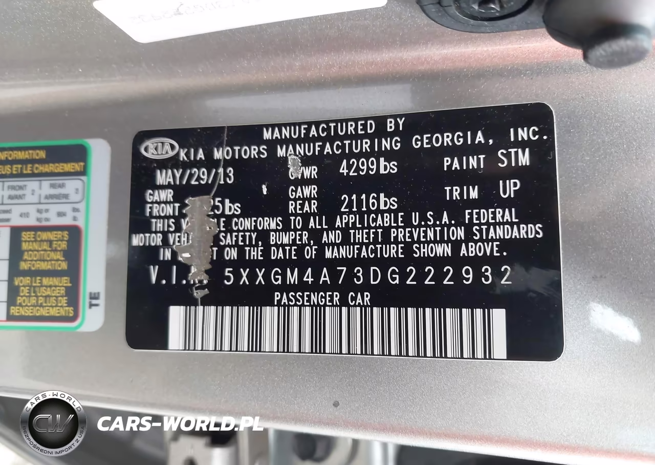 2013 Kia Optima Lx VIN:5XXGM4A73DG222932 - 9