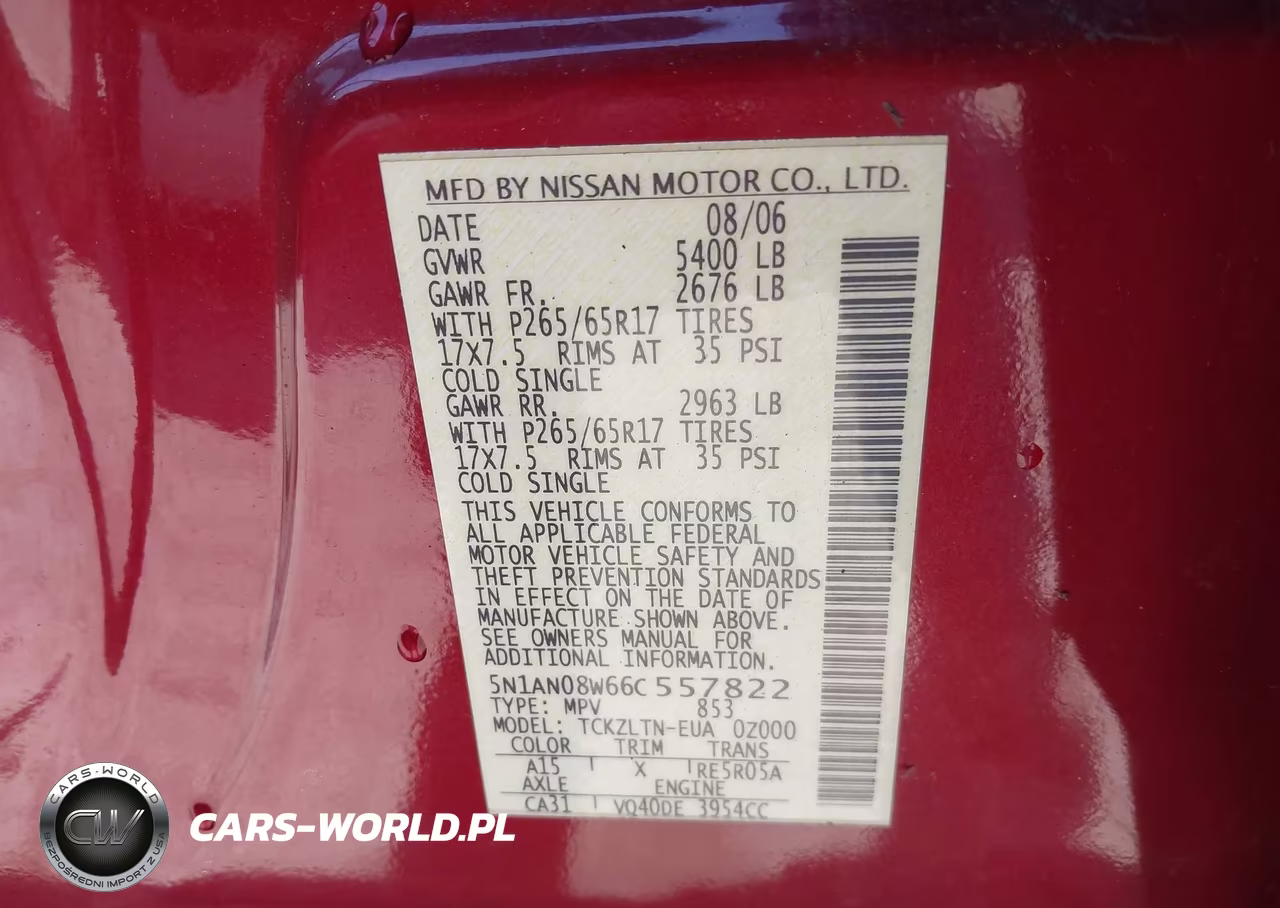 2006 Nissan Xterra Se VIN:5N1AN08W66C557822 - 9