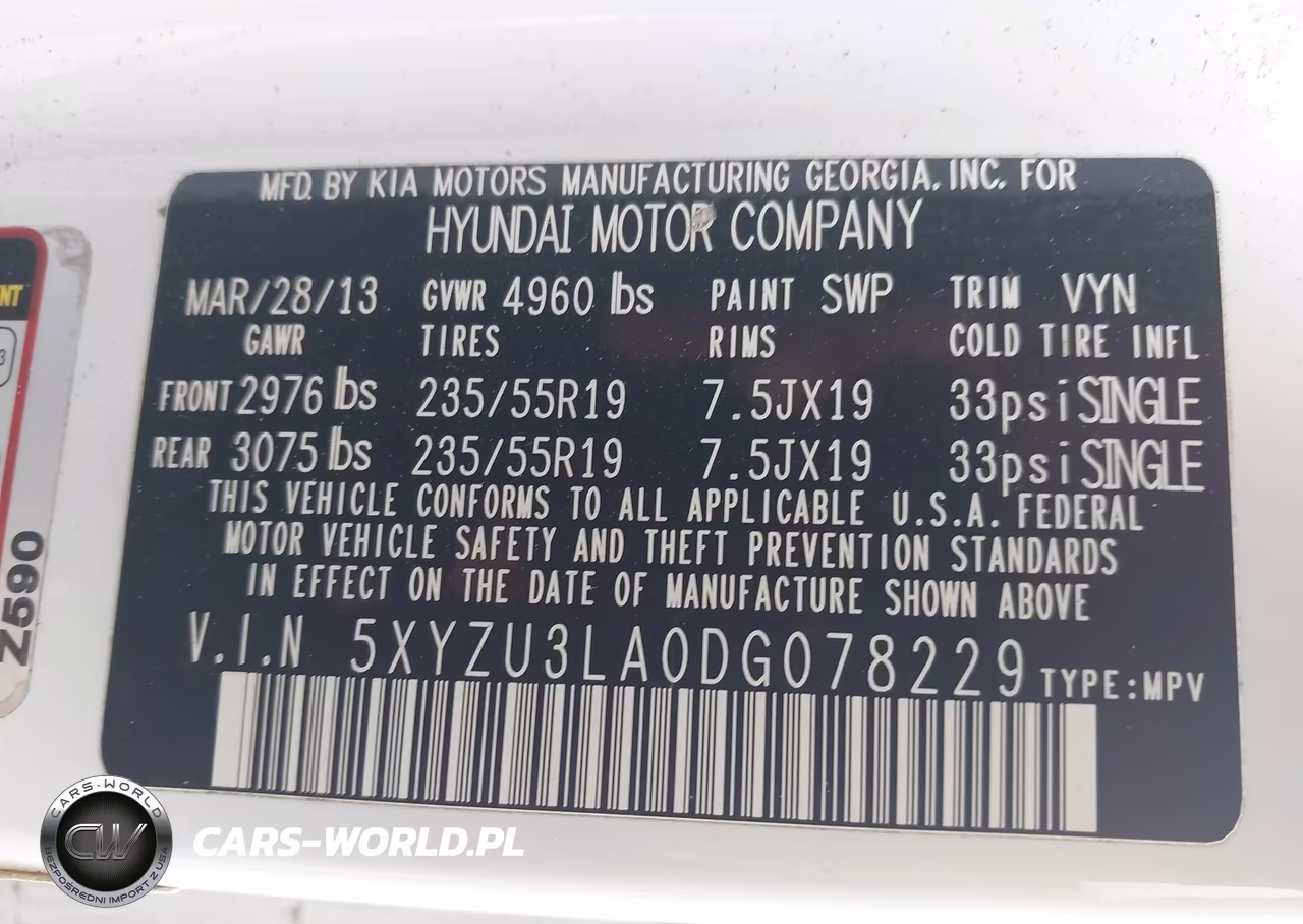 2013 Hyundai Santa Fe Sport 2.0T VIN:5XYZU3LA0DG078229 - 9