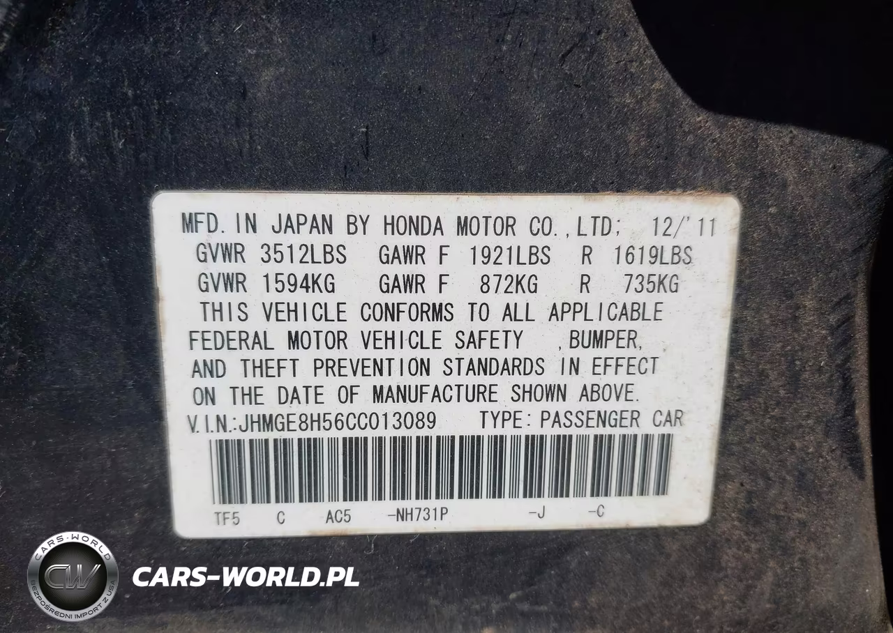 2012 Honda Fit Sport VIN:JHMGE8H56CC013089 - 9