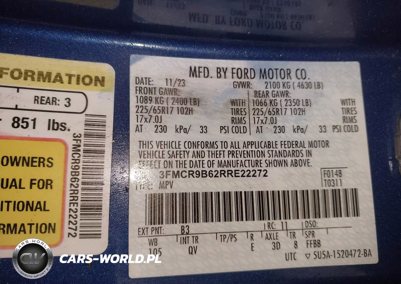 2024 Ford Bronco Sport Big Bend VIN:3FMCR9B62RRE22272 - 9