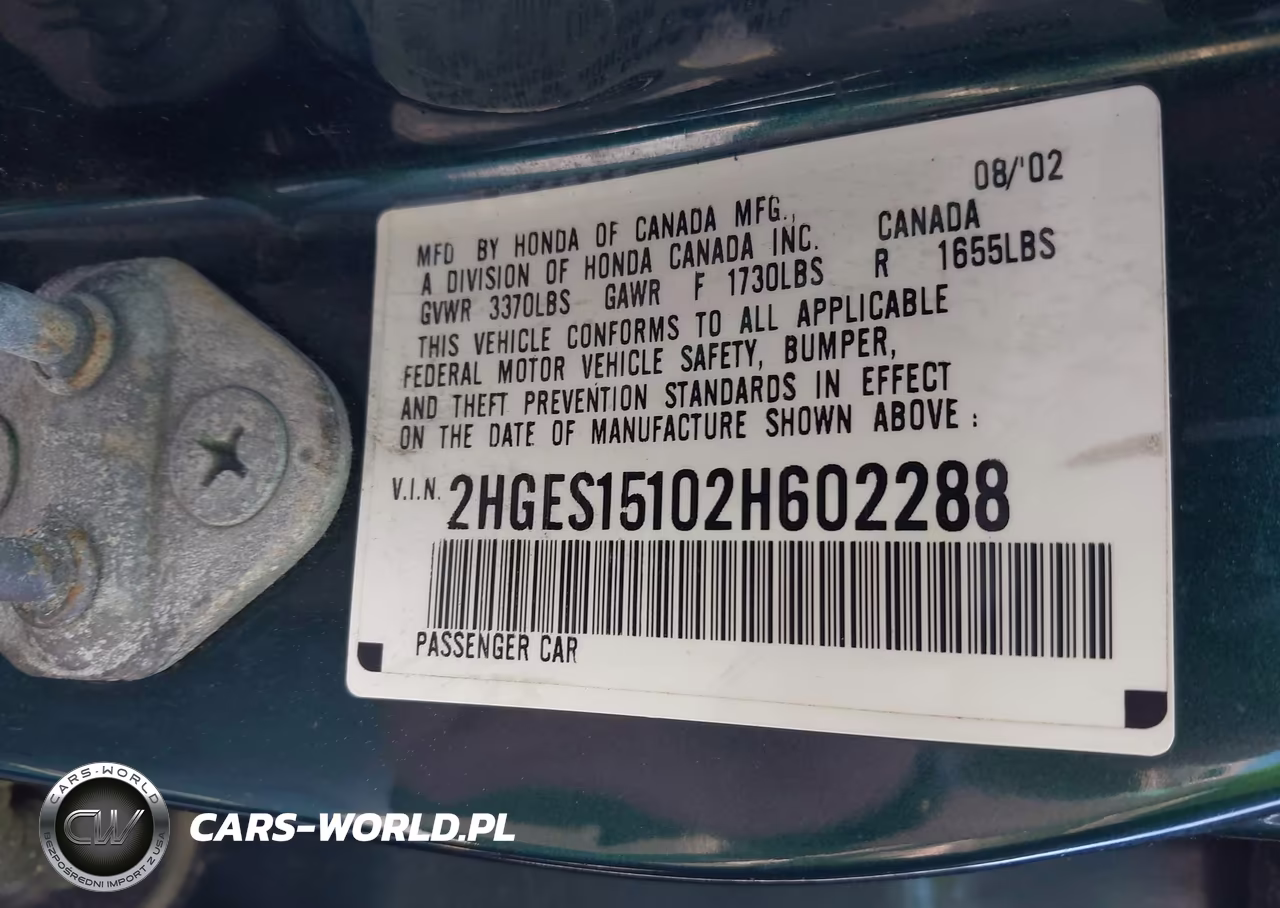 2002 Honda Civic Dx VIN:2HGES15102H602288 - 9