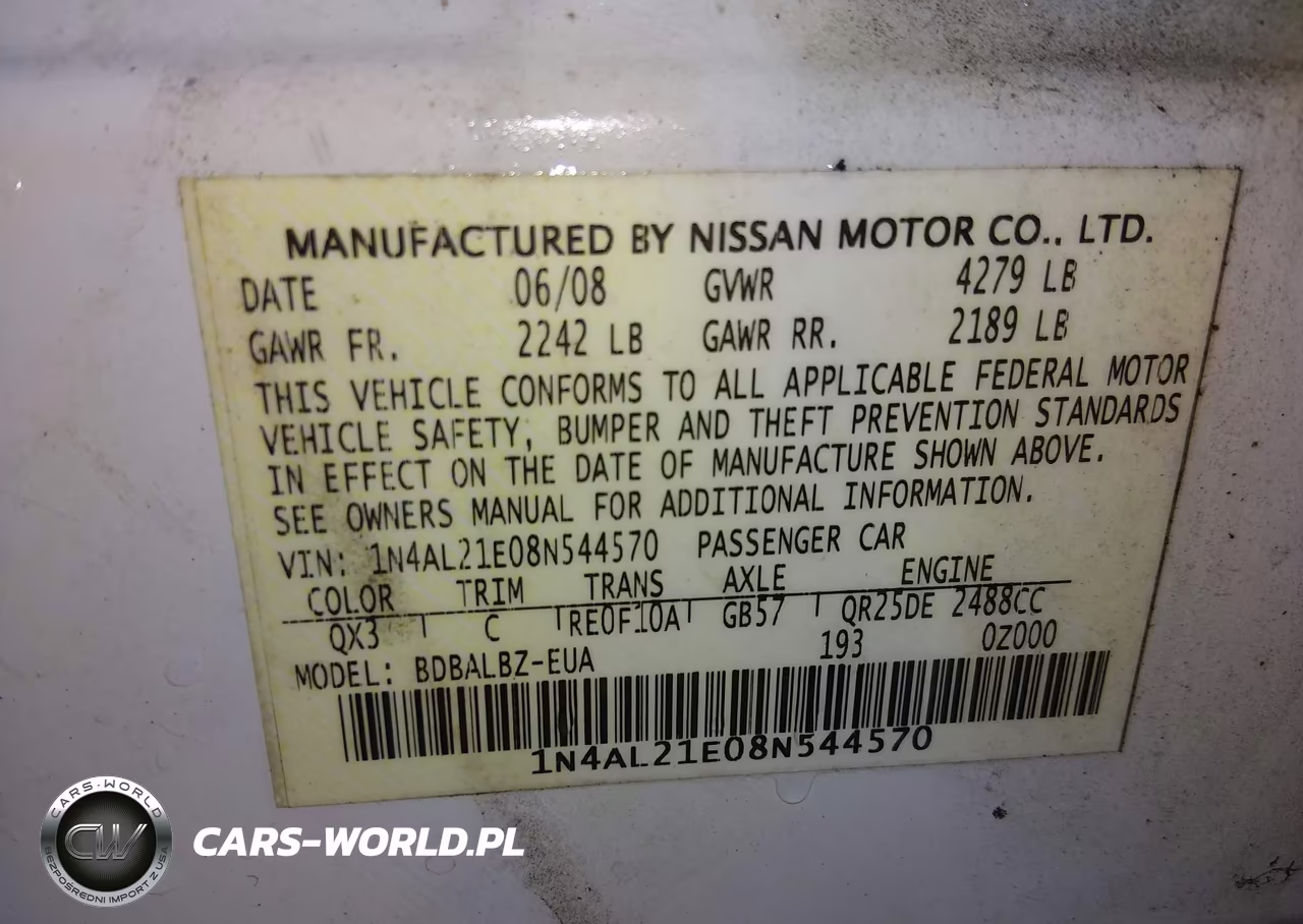 2008 Nissan Altima 2.5 S VIN:1N4AL21E08N544570 - 9