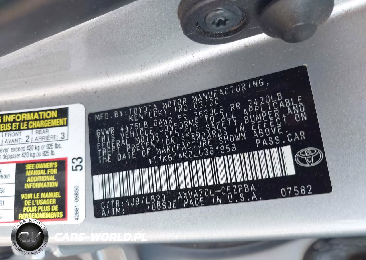 2020 Toyota Camry Xse VIN:4T1K61AK0LU361959 - 9