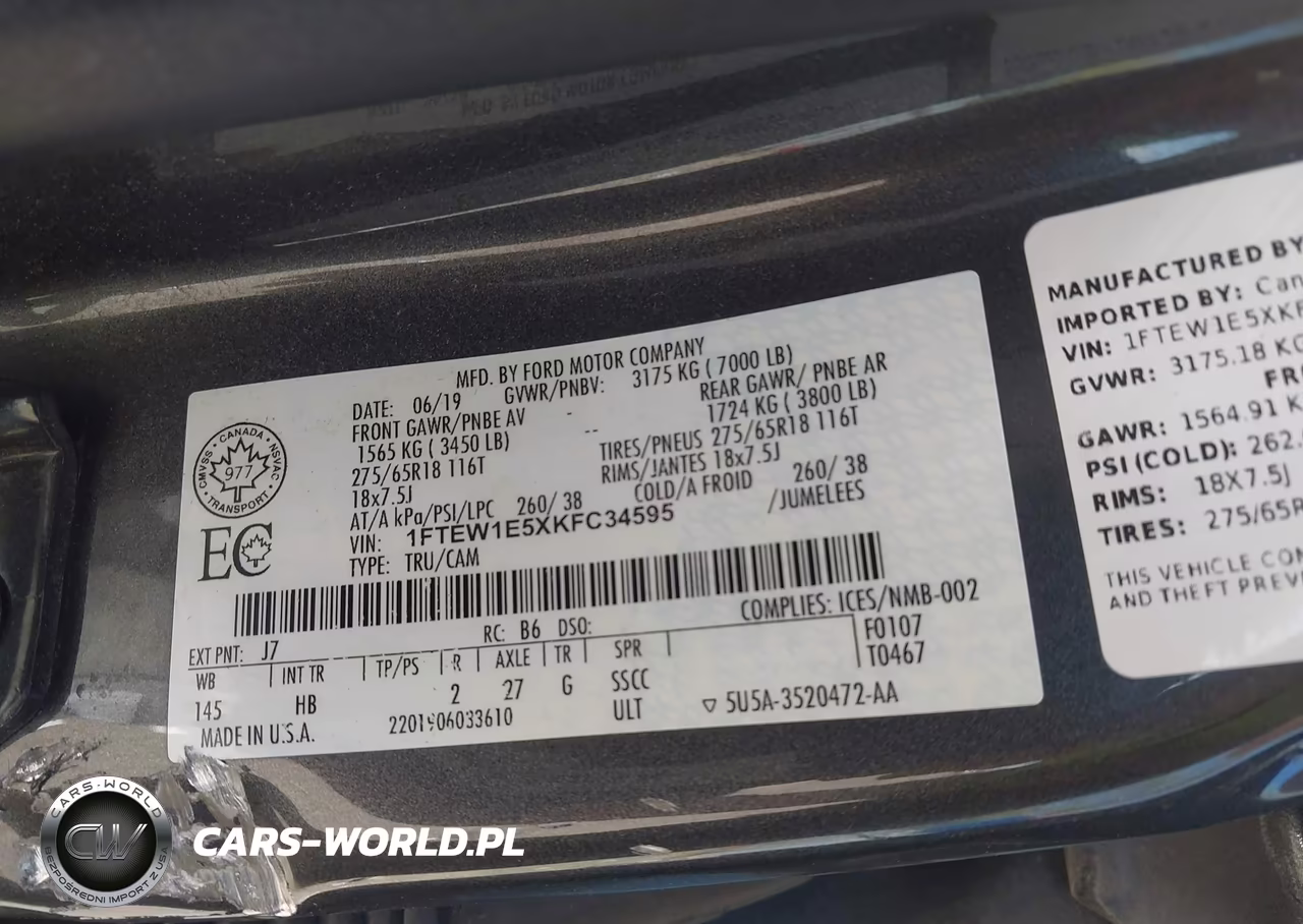 2019 Ford F-150 Lariat VIN:1FTEW1E5XKFC34595 - 9
