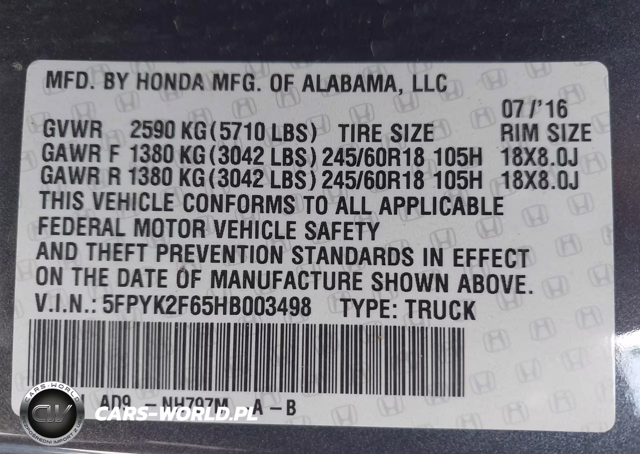 2017 Honda Ridgeline Rtl-T VIN:5FPYK2F65HB003498 - 9