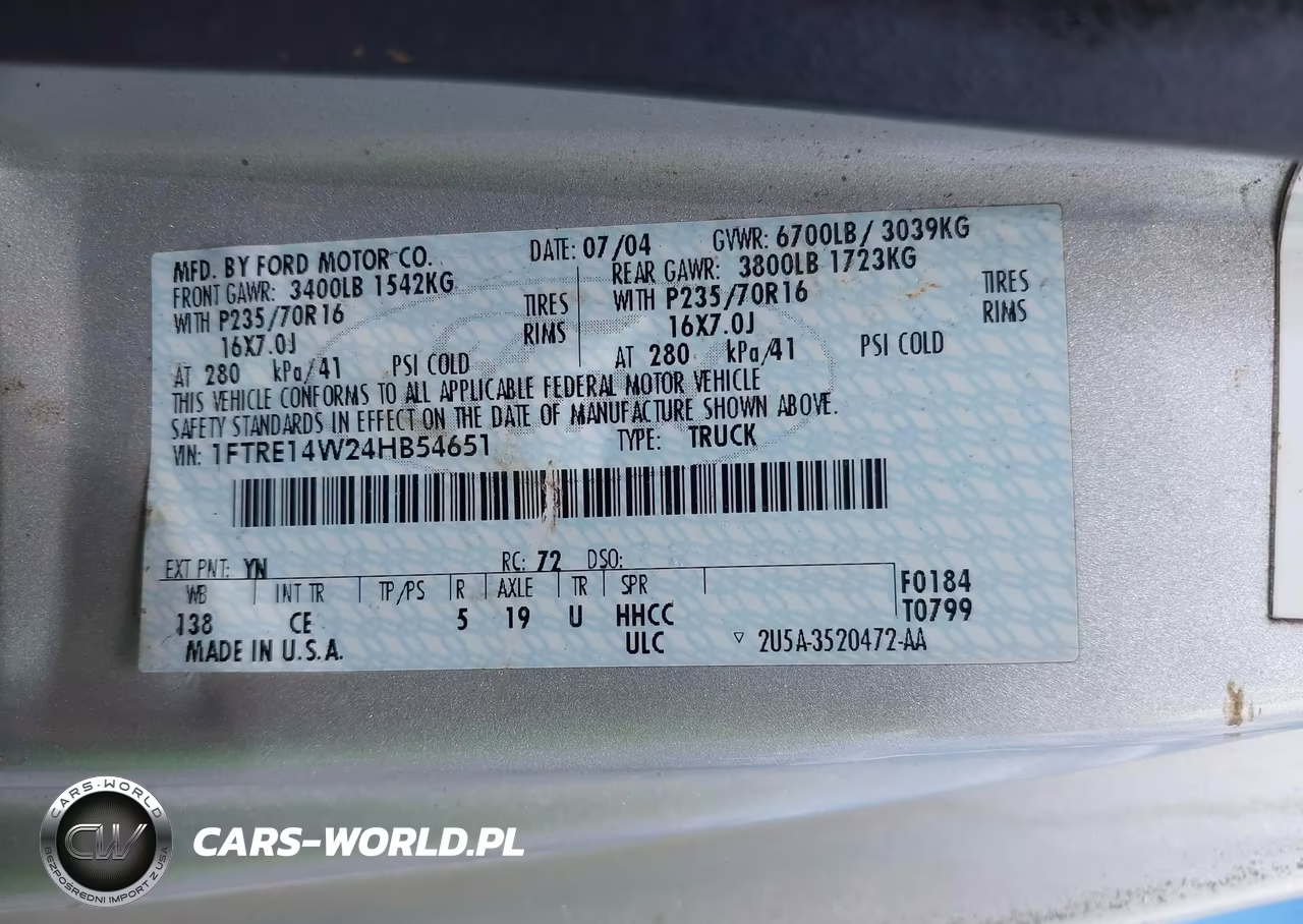 2004 Ford E-150 VIN:1FTRE14W24HB54651 - 9