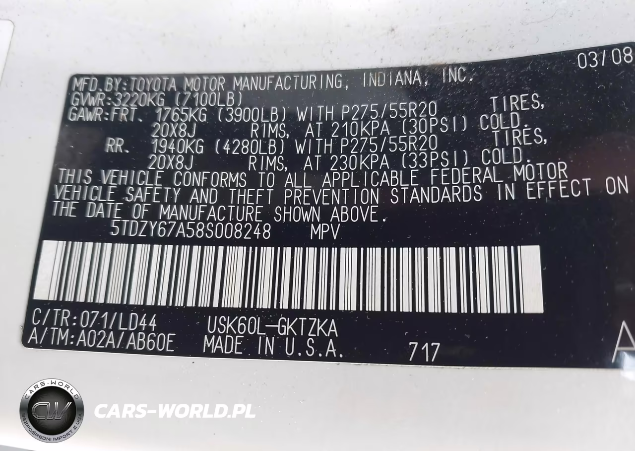 2008 Toyota Sequoia Platinum 5.7L V8 VIN:5TDZY67A58S008248 - 9