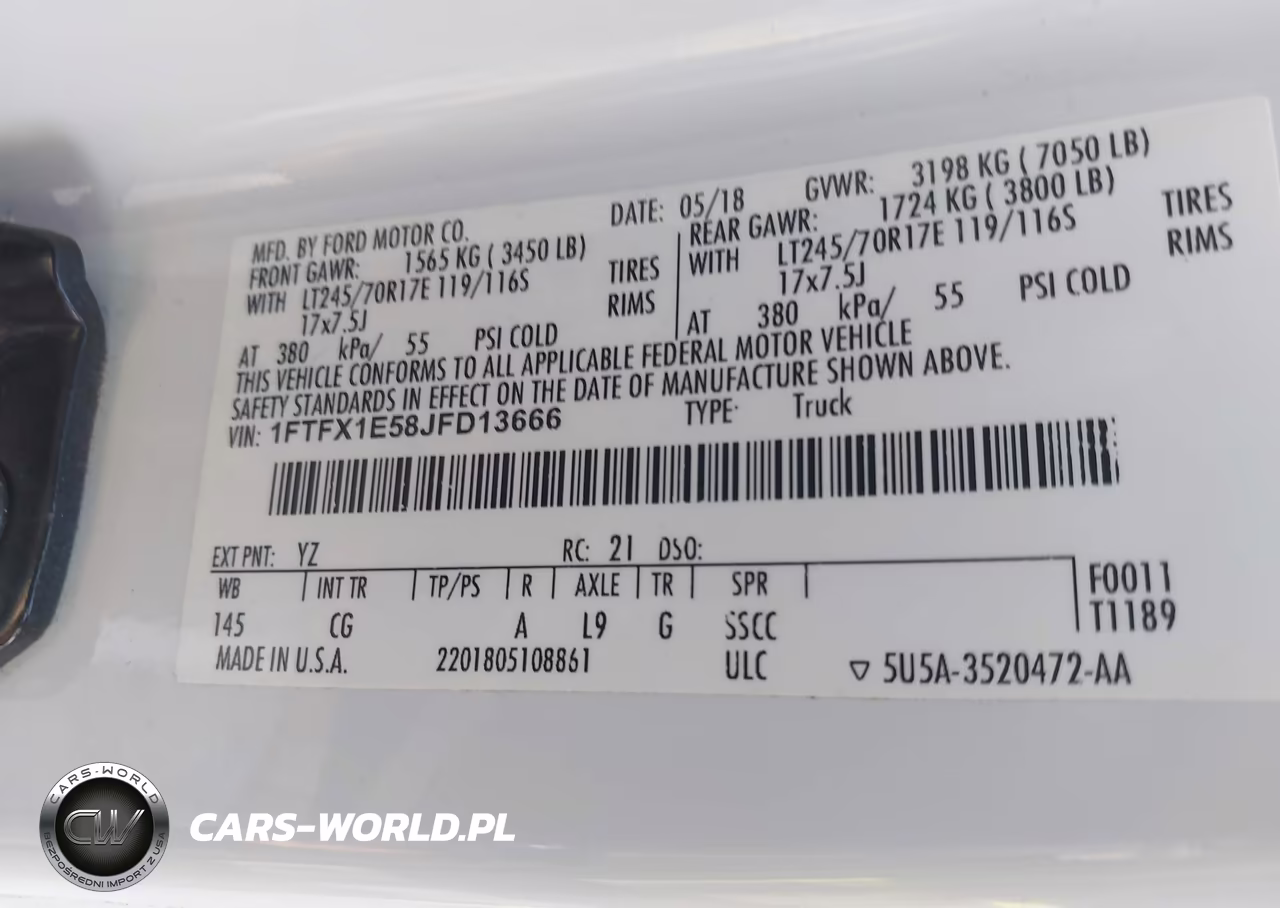 2018 Ford F-150 Xl VIN:1FTFX1E58JFD13666 - 9