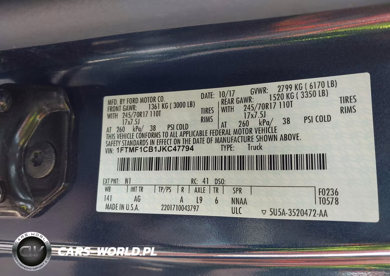 2018 Ford F-150 Xl VIN:1FTMF1CB1JKC47794 - 9