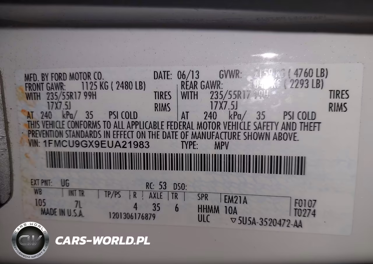 2014 Ford Escape Se VIN:1FMCU9GX9EUA21983 - 9