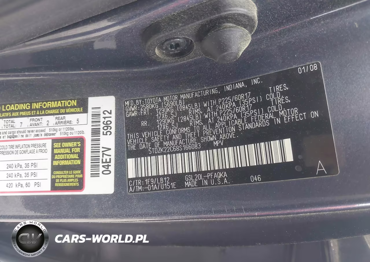 2008 Toyota Sienna Xle VIN:5TDZK22C68S166083 - 9