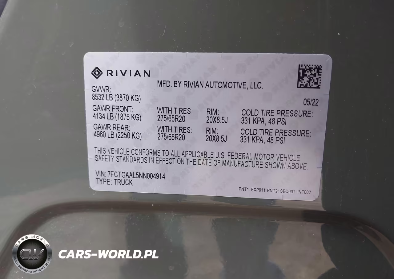 2022 Rivian R1T Launch Edition VIN:7FCTGAAL5NN004914 - 9