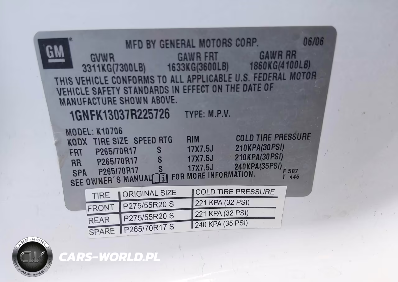 2007 Chevrolet Tahoe Lt VIN:1GNFK13037R225726 - 9