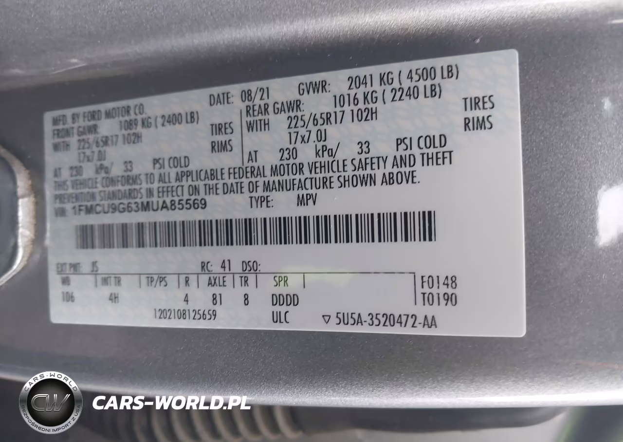 2021 Ford Escape Se VIN:1FMCU9G63MUA85569 - 9