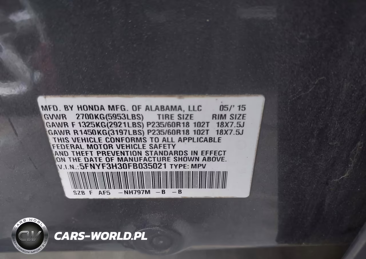 2015 Honda Pilot Se VIN:5FNYF3H30FB035021 - 9