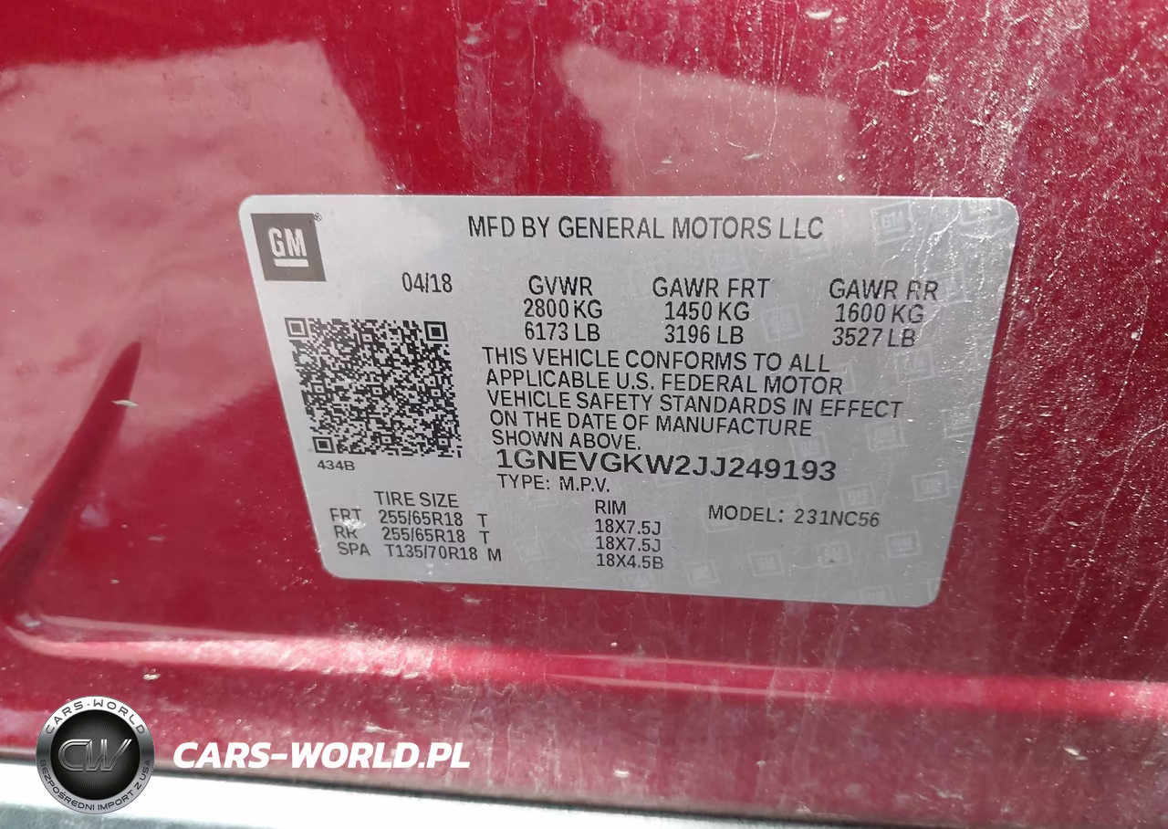 2018 Chevrolet Traverse 1Lt VIN:1GNEVGKW2JJ249193 - 9