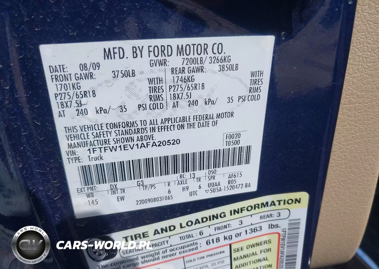 2010 Ford F-150 Fx4-Harley-Davidson-King Ranch-Lariat-Platinum-Xl-Xlt VIN:1FTFW1EV1AFA20520 - 9