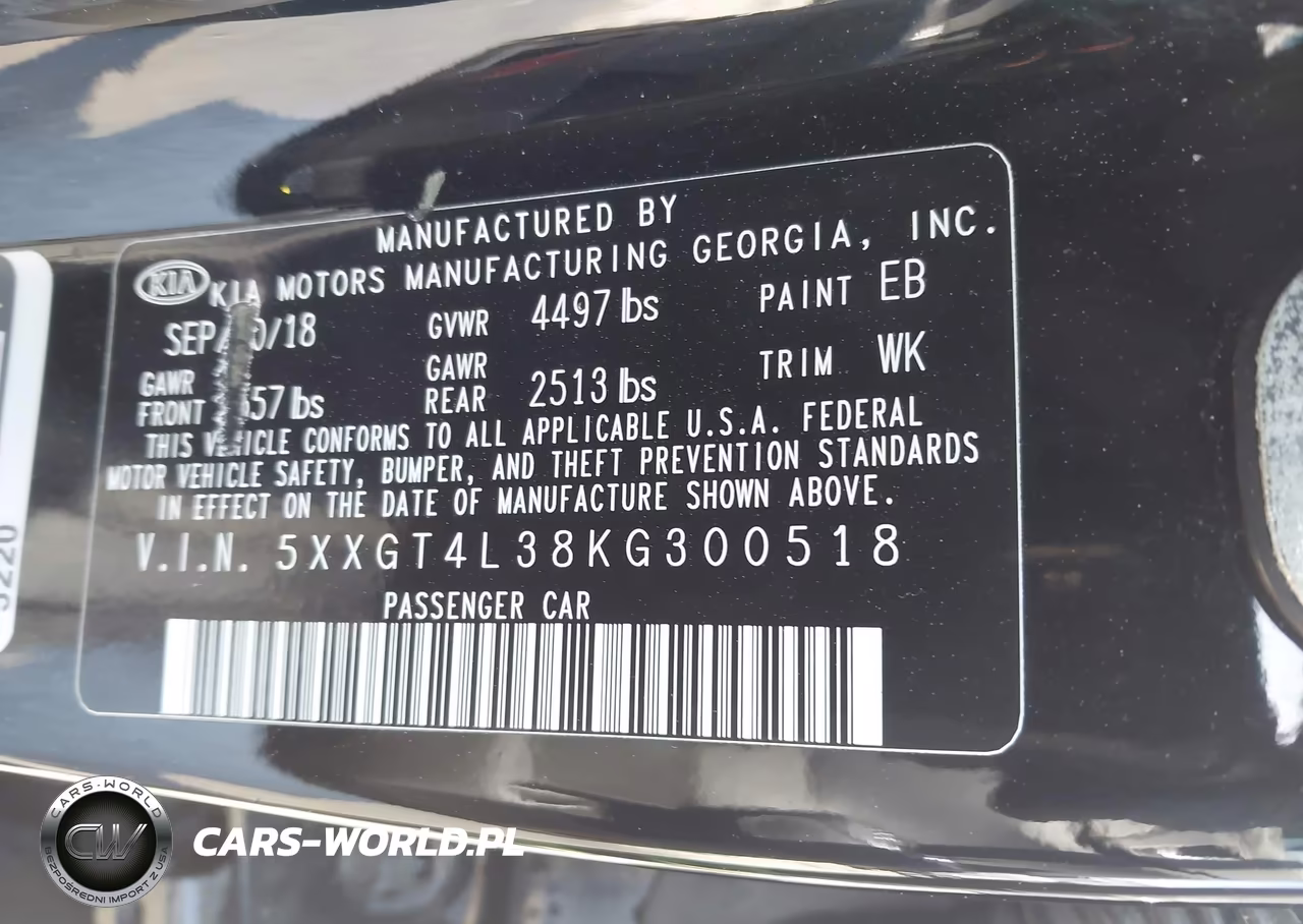 2019 Kia Optima Lx VIN:5XXGT4L38KG300518 - 9