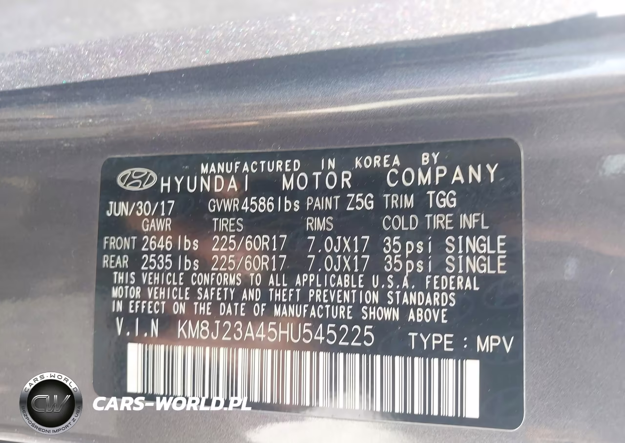 2017 Hyundai Tucson Se VIN:KM8J23A45HU545225 - 9