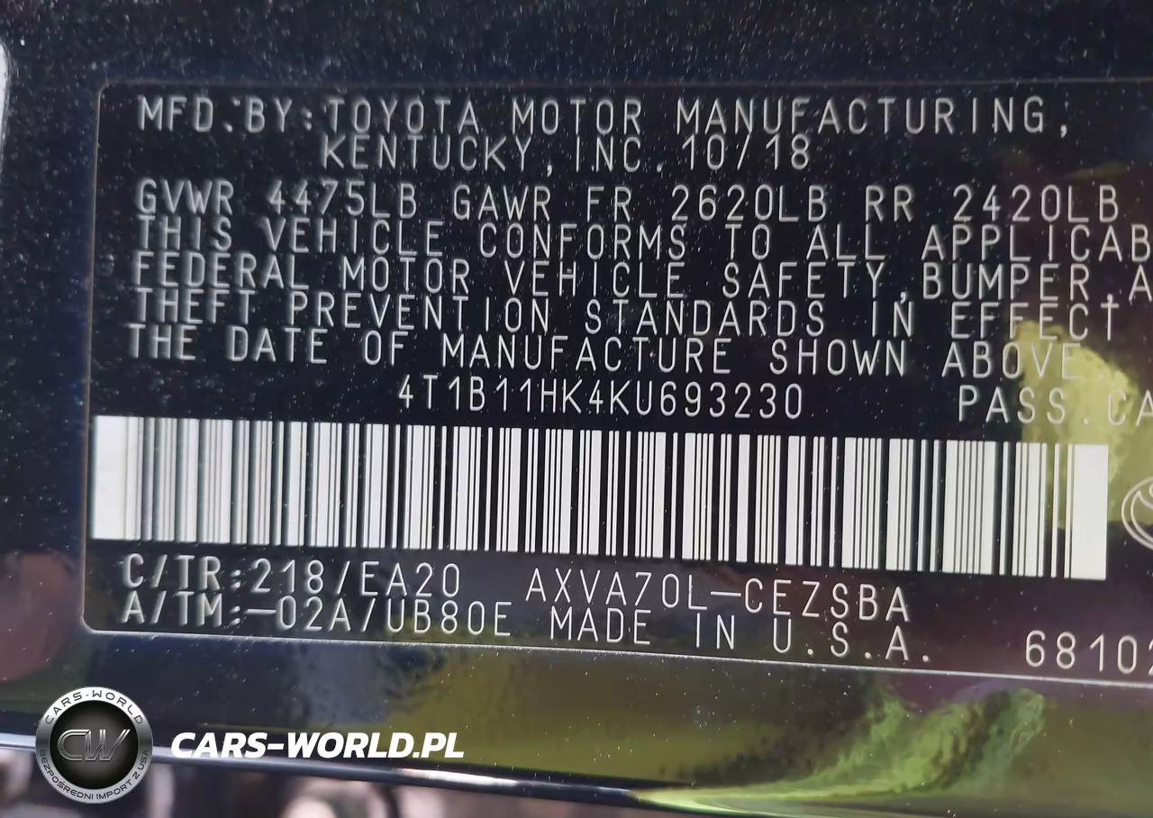 2019 Toyota Camry Se VIN:4T1B11HK4KU693230 - 9