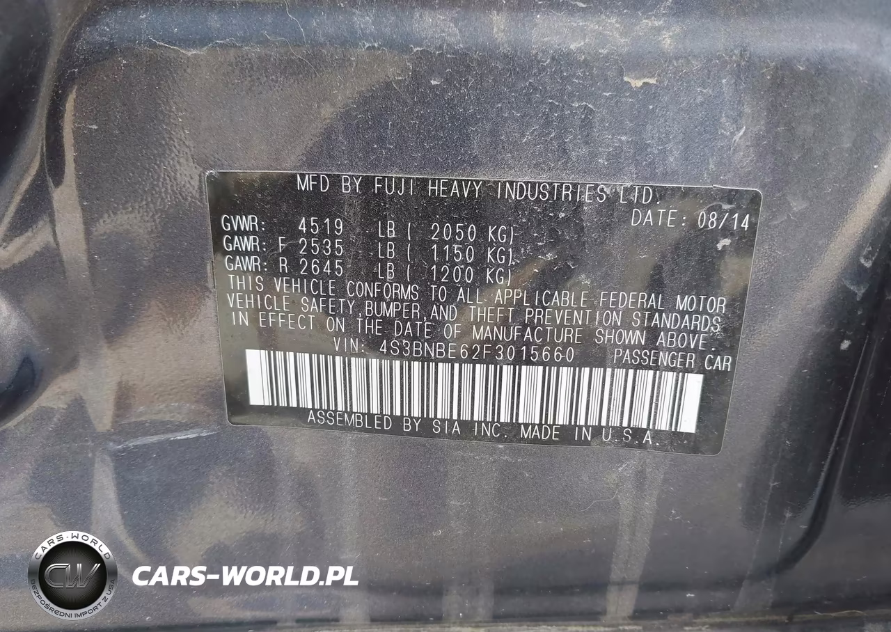 2015 Subaru Legacy 2.5I Premium VIN:4S3BNBE62F3015660 - 9