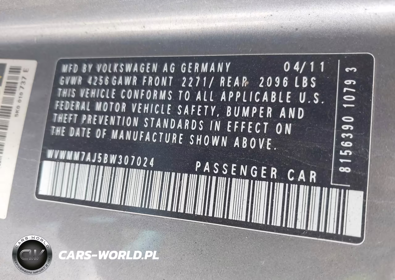 2011 Volkswagen Golf Tdi 2-Door VIN:WVWMM7AJ5BW307024 - 9