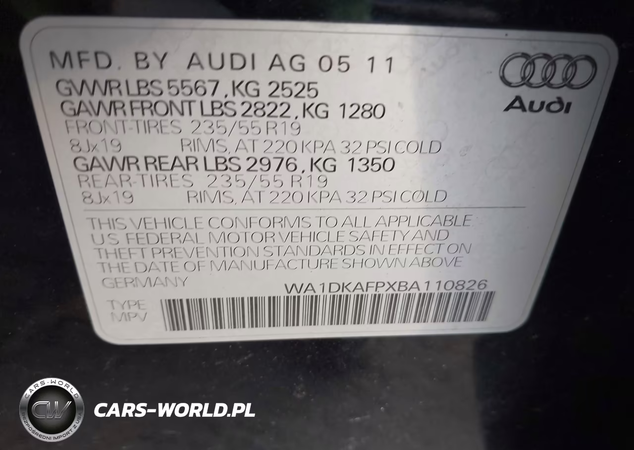 2011 Audi Q5 3.2 Premium Plus VIN:WA1DKAFPXBA110826 - 9