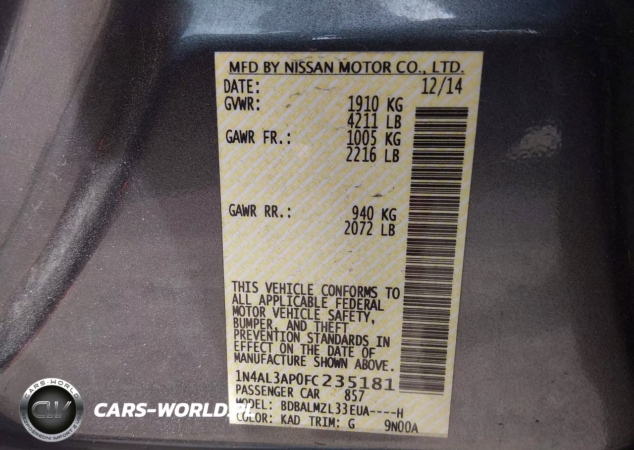2015 Nissan Altima 2.5 Sv VIN:1N4AL3AP0FC235181 - 9