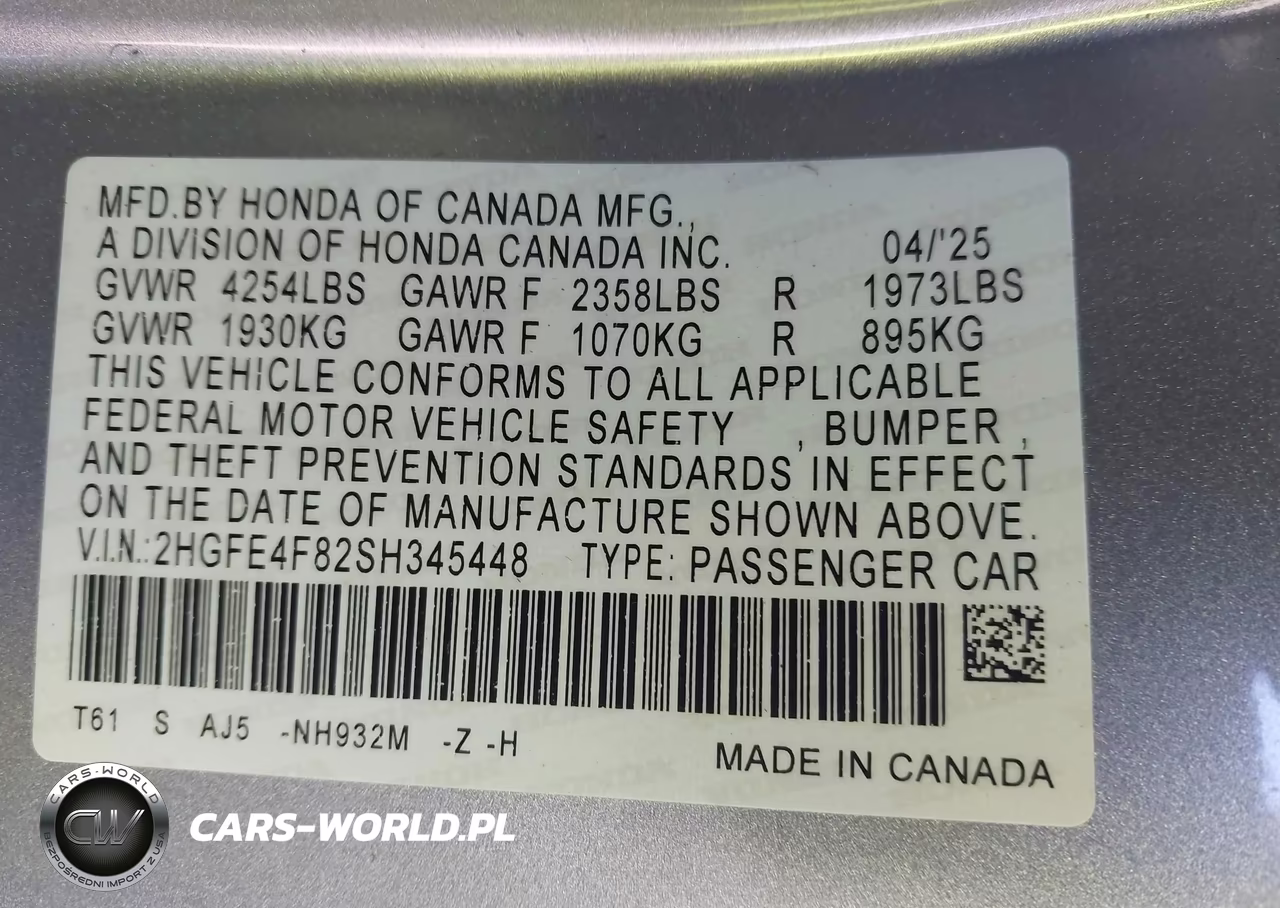 2025 Honda Civic Hybrid Sport-Sport Touring VIN:2HGFE4F82SH345448 - 9