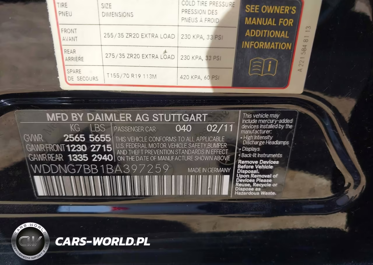 2011 Mercedes-Benz S 550 VIN:WDDNG7BB1BA397259 - 9