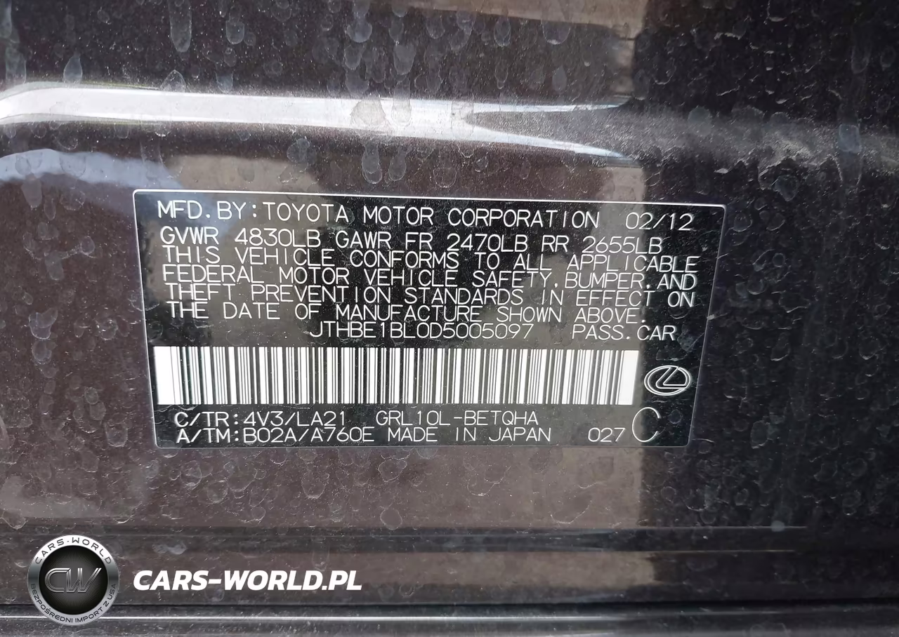 2013 Lexus Gs 350 VIN:JTHBE1BL0D5005097 - 9