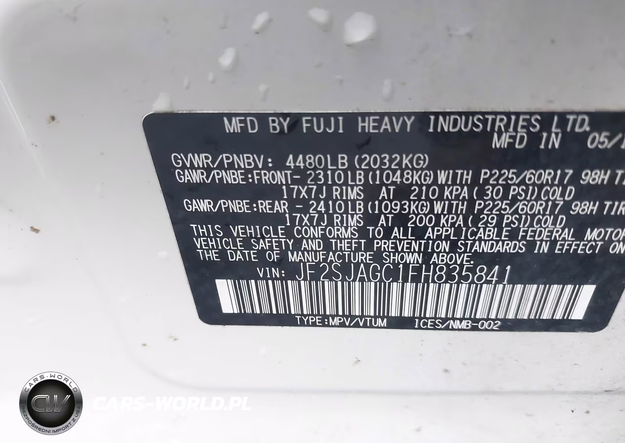 2015 Subaru Forester 2.5I Premium VIN:JF2SJAGC1FH835841 - 9