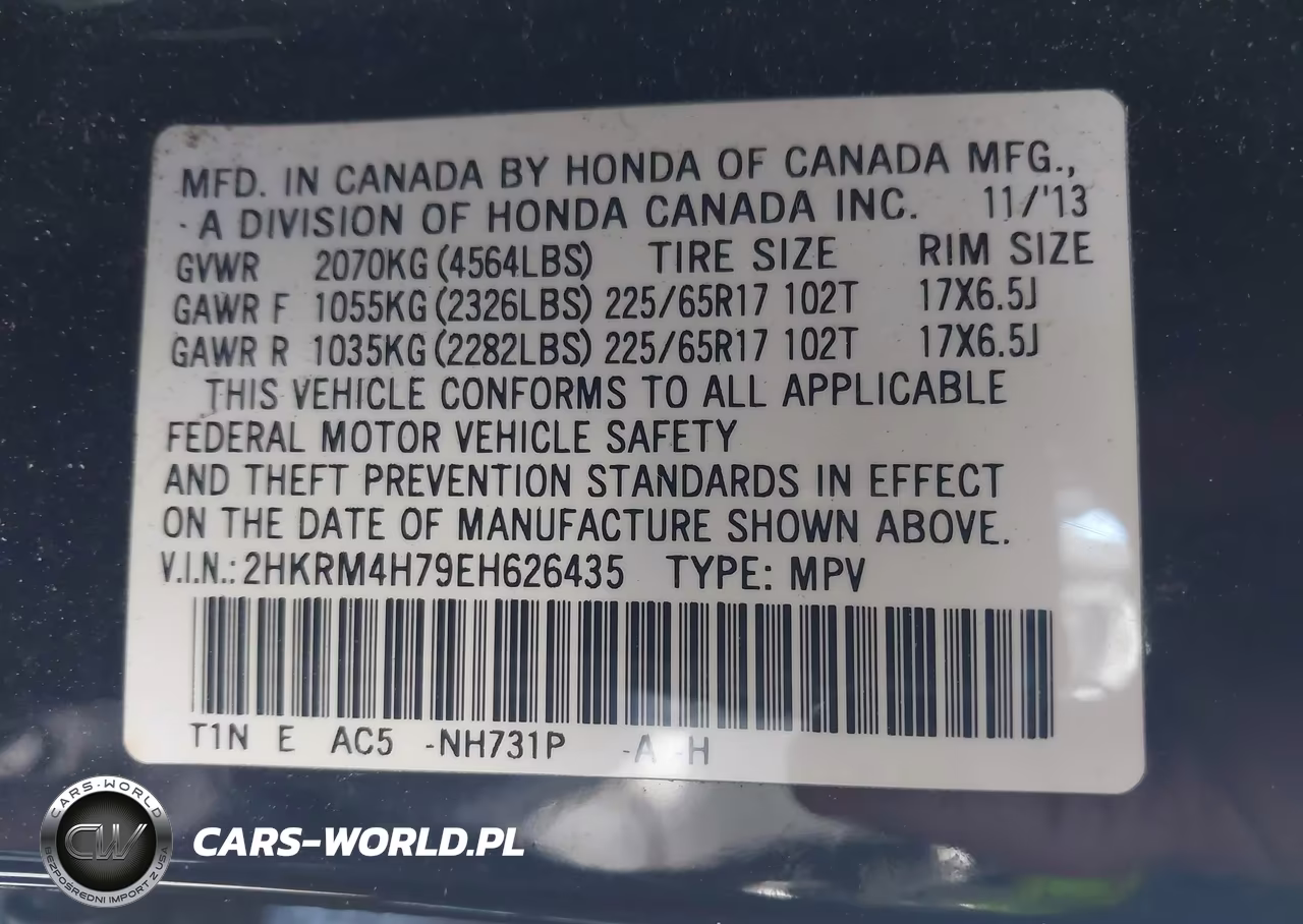 2014 Honda Cr-V Ex-L VIN:2HKRM4H79EH626435 - 9